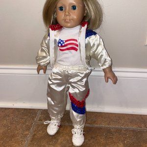 American Girl Doll American Track Suit and shirt.